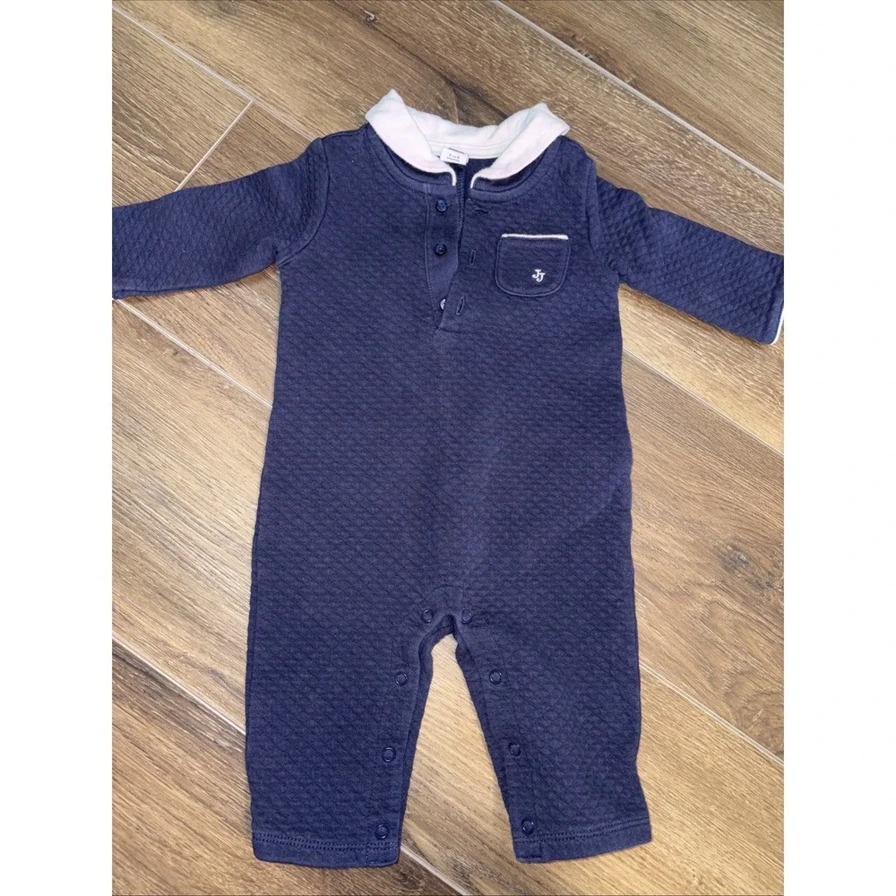 JANIE AND JACK 3-6 Months NAVY QUILTED OUTFIT One piece‎ Preppy Nautical